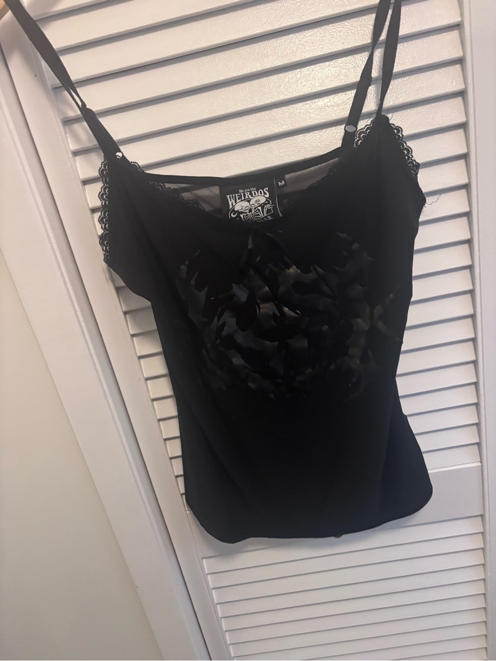 Killstar Black Satin-Panel Lace Cami